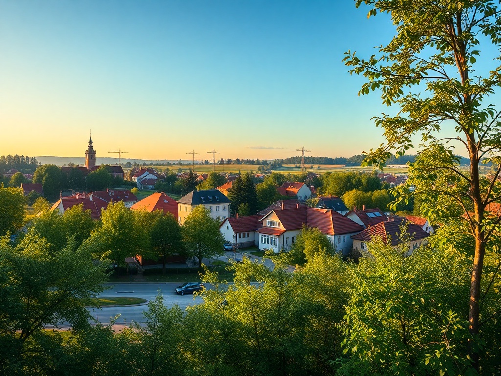 Bocian biały w locie nad Jasłem, symbol wiosny i powrotu do rodzinnych terenów